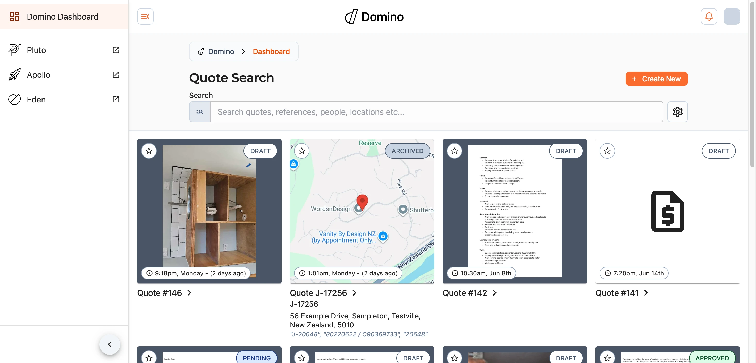 Domino dashboard