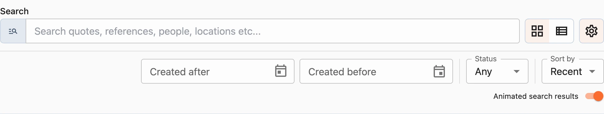 Search options