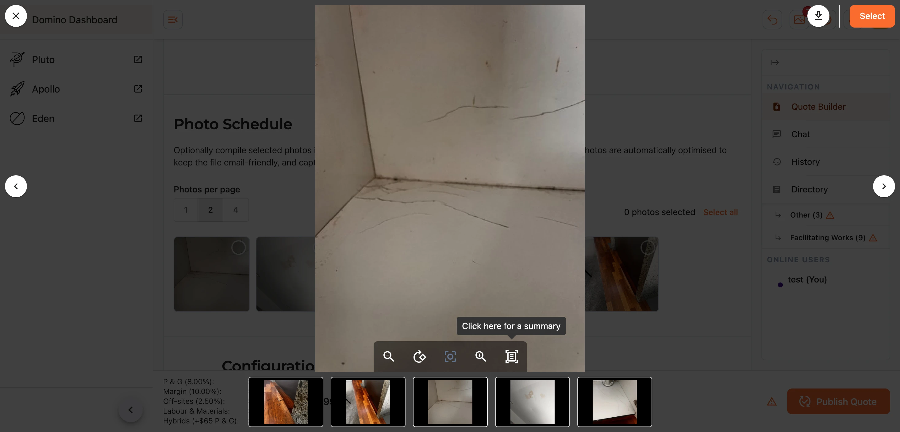 The photo preview with its Select button