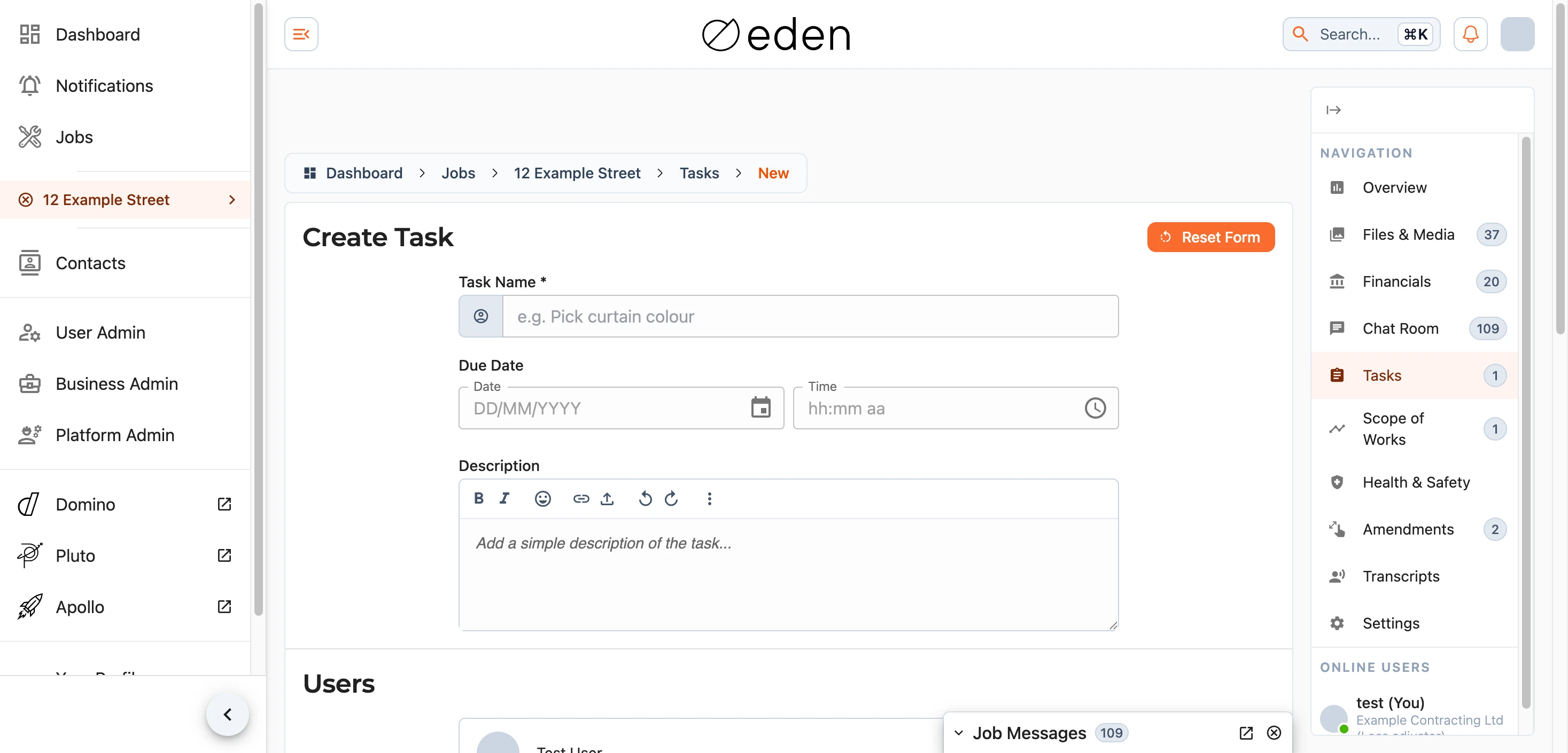 Creating a task